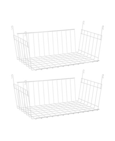 ClosetMaid 17 In Wide Hanging Basket for Wire Shelving Organizer, White (2 Pack)