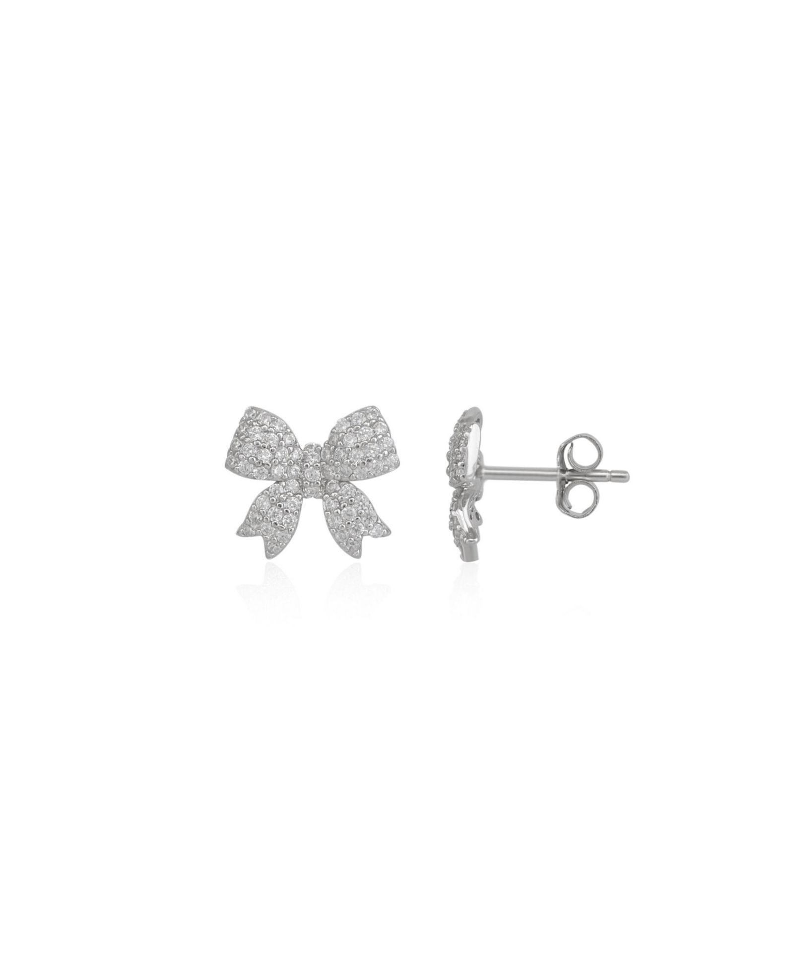 Spero London Bowtie Sterling Zirconia Stud Earring