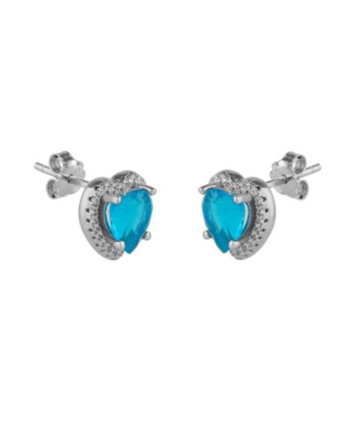 Серьги-гвоздики Spero London Ocean Blue Heart Sterling Silver