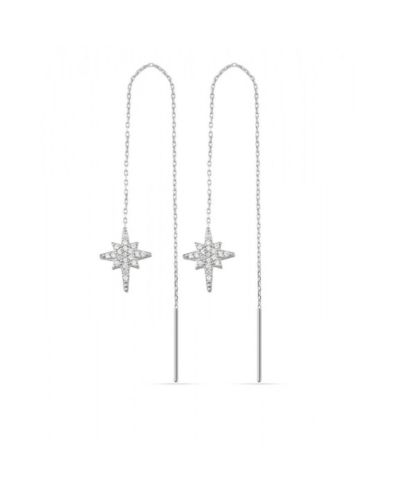 Spero London Northernstar Starbust Sterling Chain Drop Earrings