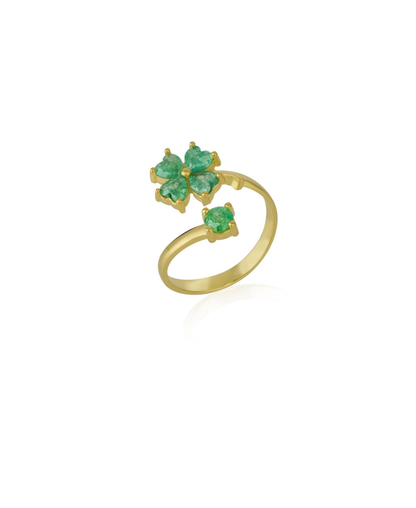 Spero London Four Leaves Clover Luck Ring Sterling