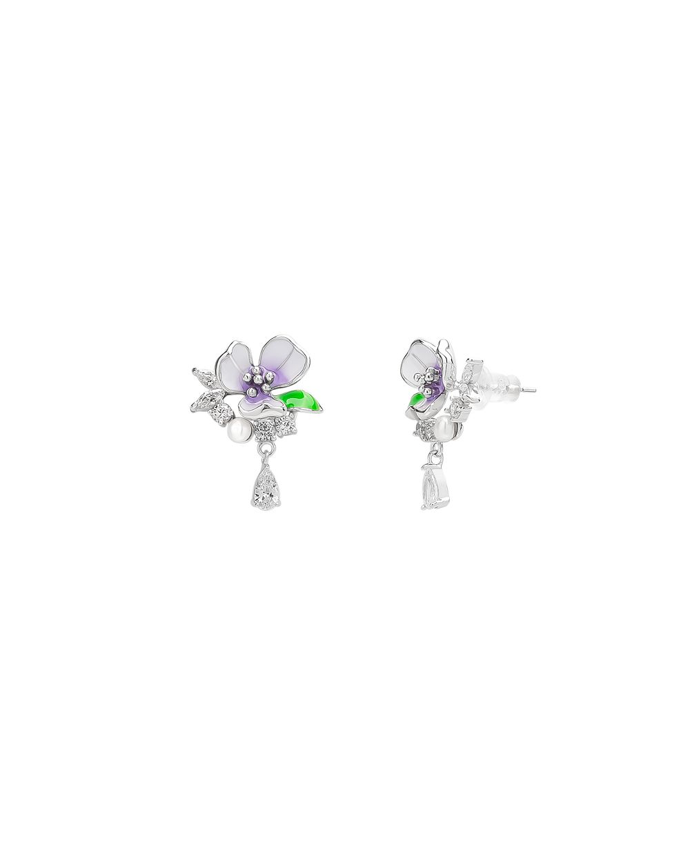 Spero London серьги Pansy Violet Floral из стерлингового серебра