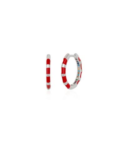 Серьги-кольца Spero London Enamel Fine Stripe Sterling с разноцветной цирконией внутри