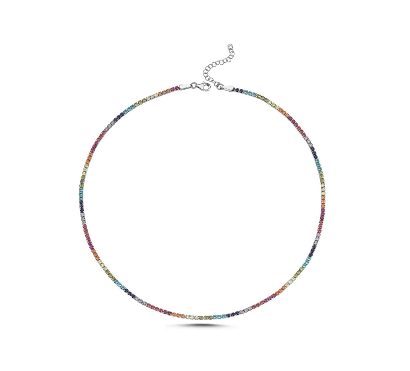 Теннисное ожерелье Spero London Rainbow Colourful Sterling