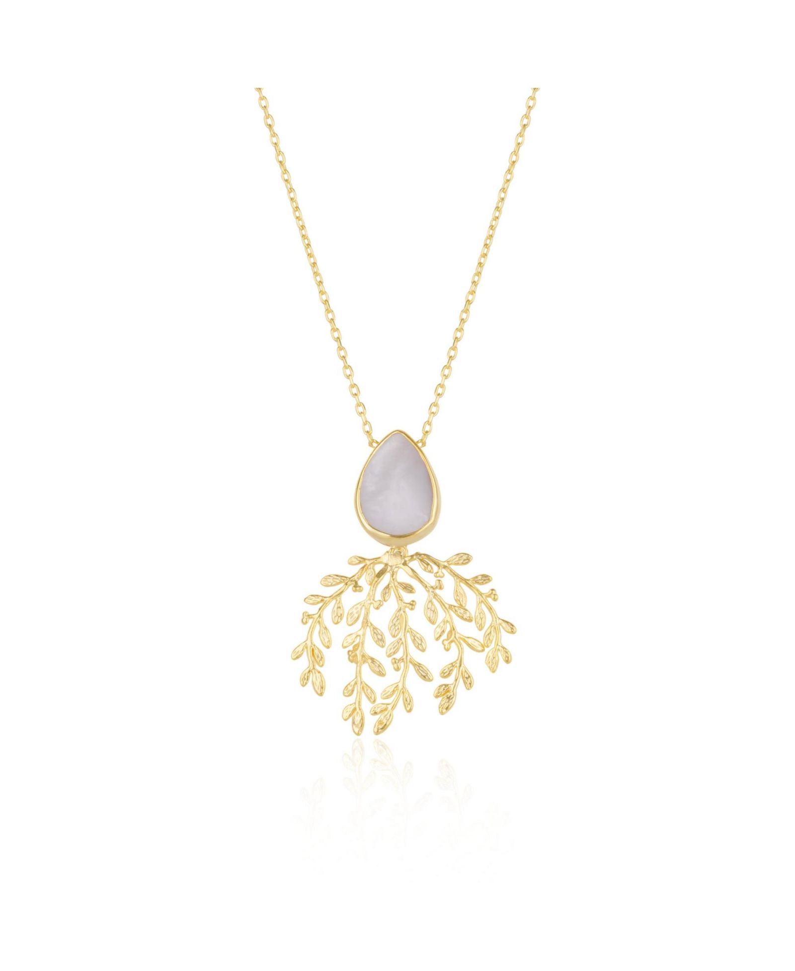 Серебряное ожерелье Spero London Mother Of Pearl Olive Branch