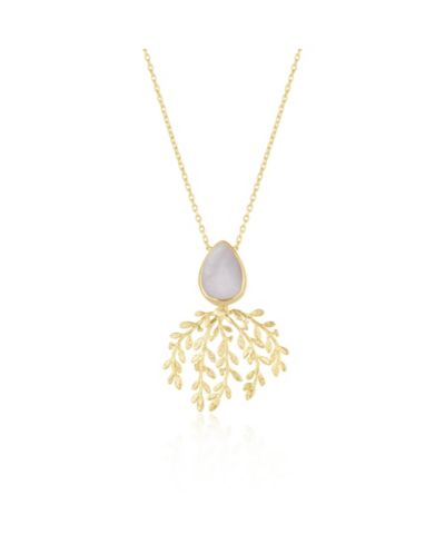 Серебряное ожерелье Spero London Mother Of Pearl Olive Branch