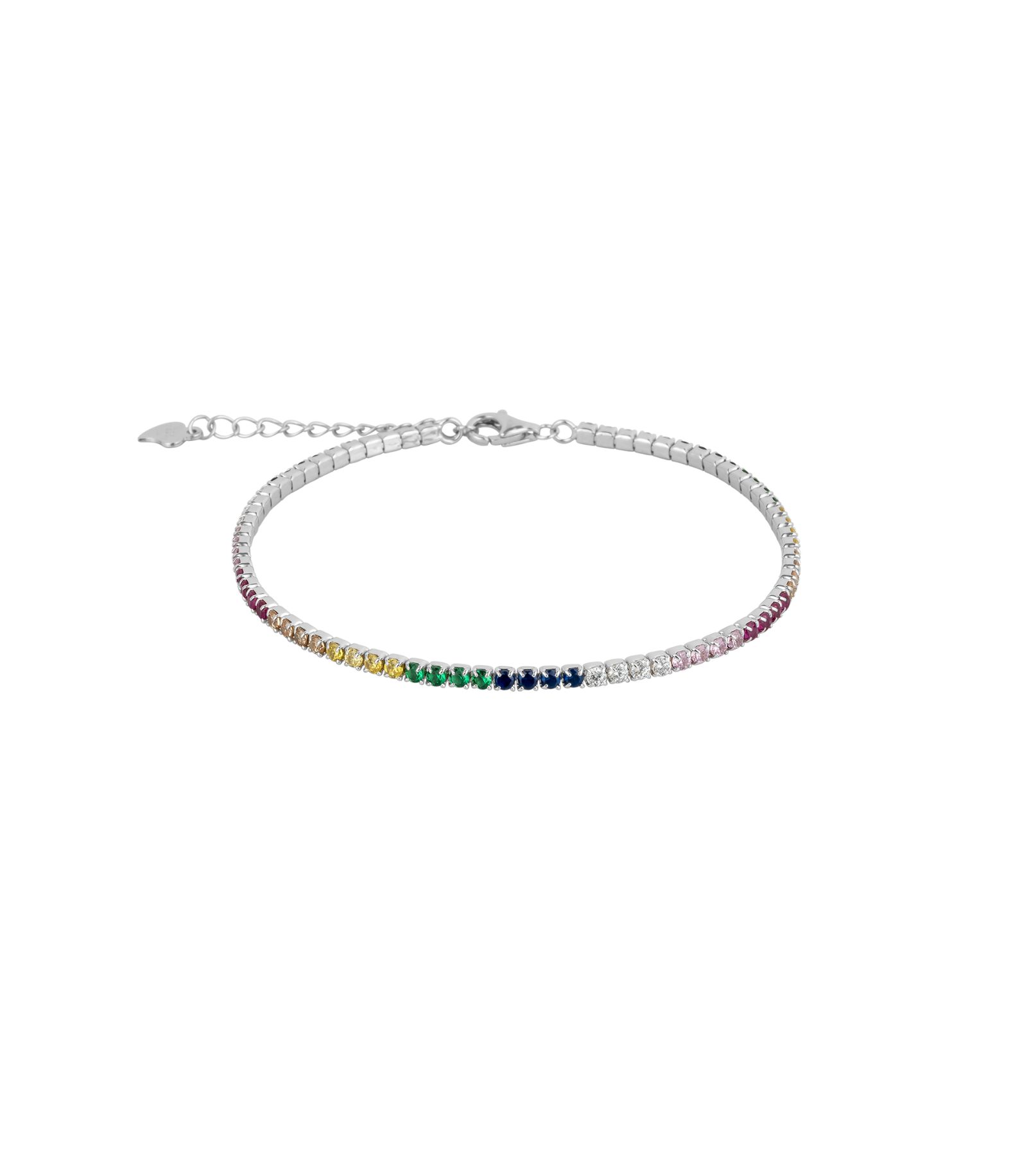 Spero London Rainbow Colourful Sterling Tennis Bracelet