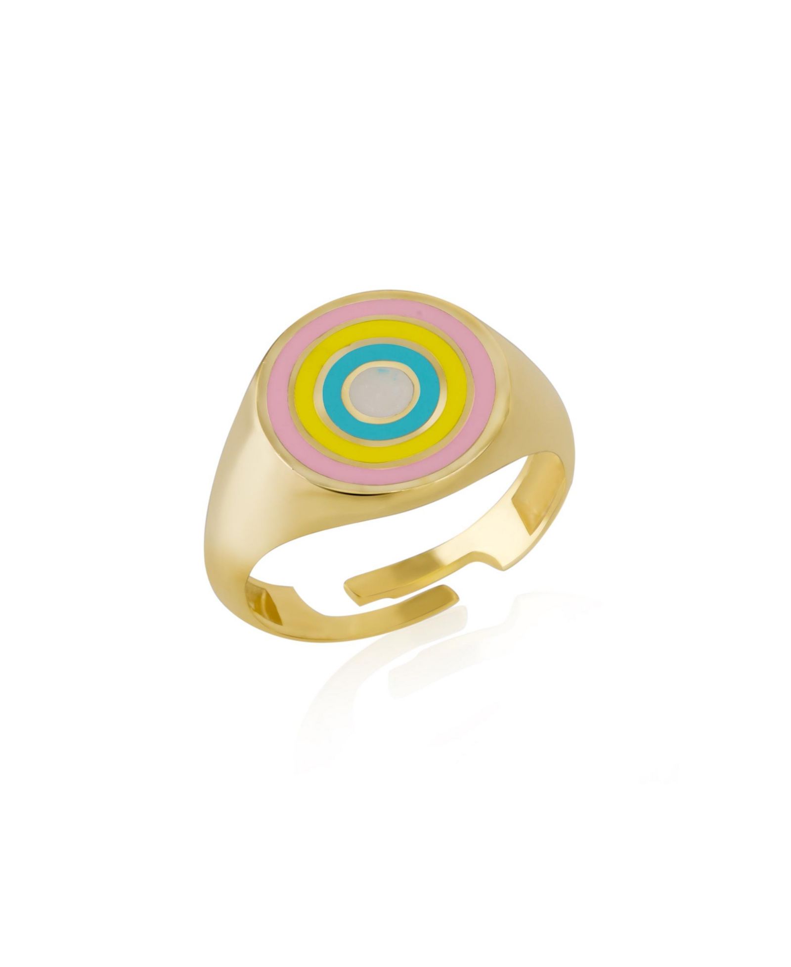 Spero London Enamel Round Sterling Signet Ring