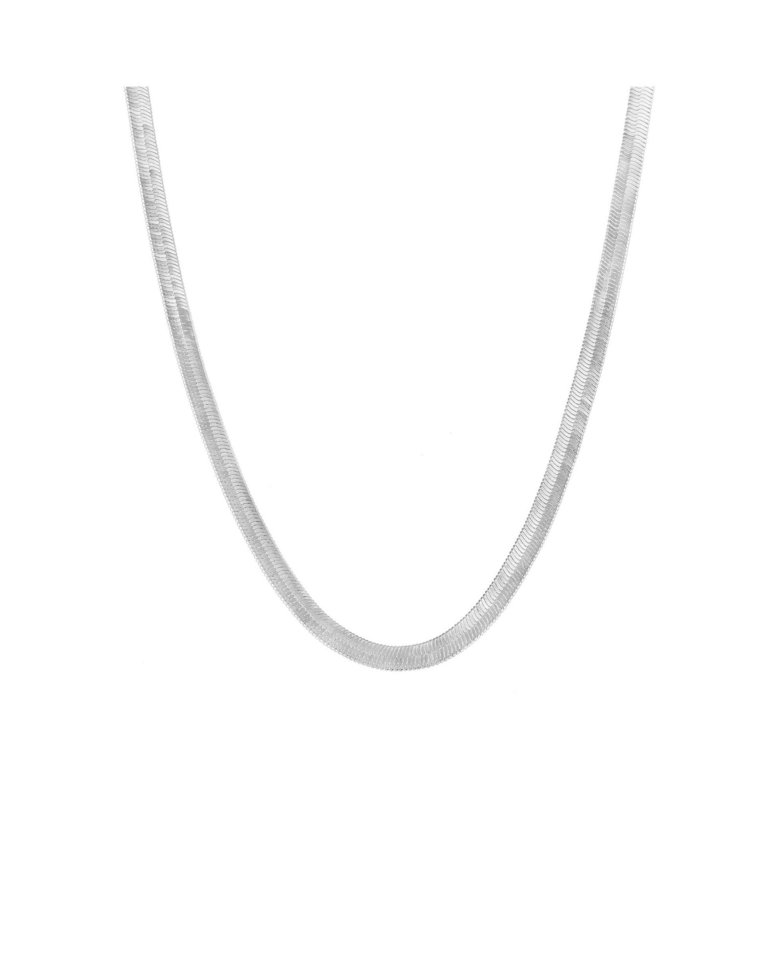 Spero London Bold Herringbone Sterling Flat Snake Chain Necklace