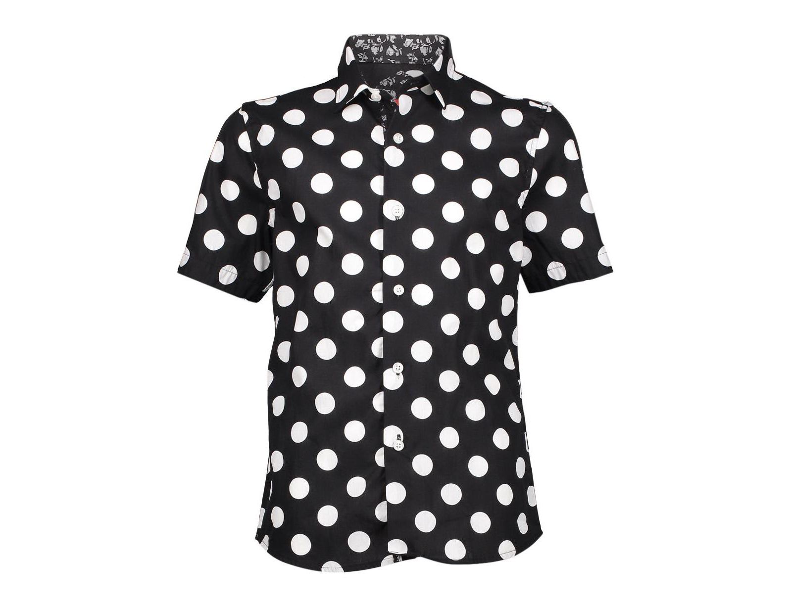 Рубашка Elie Balleh Big Boys Black Short Sleeve Navy Polka Dot Slim Fit