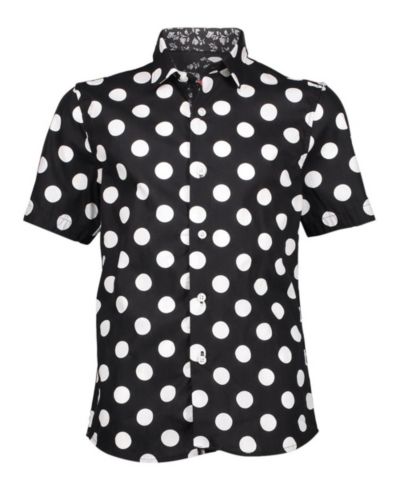 Рубашка Elie Balleh Big Boys Black Short Sleeve Navy Polka Dot Slim Fit