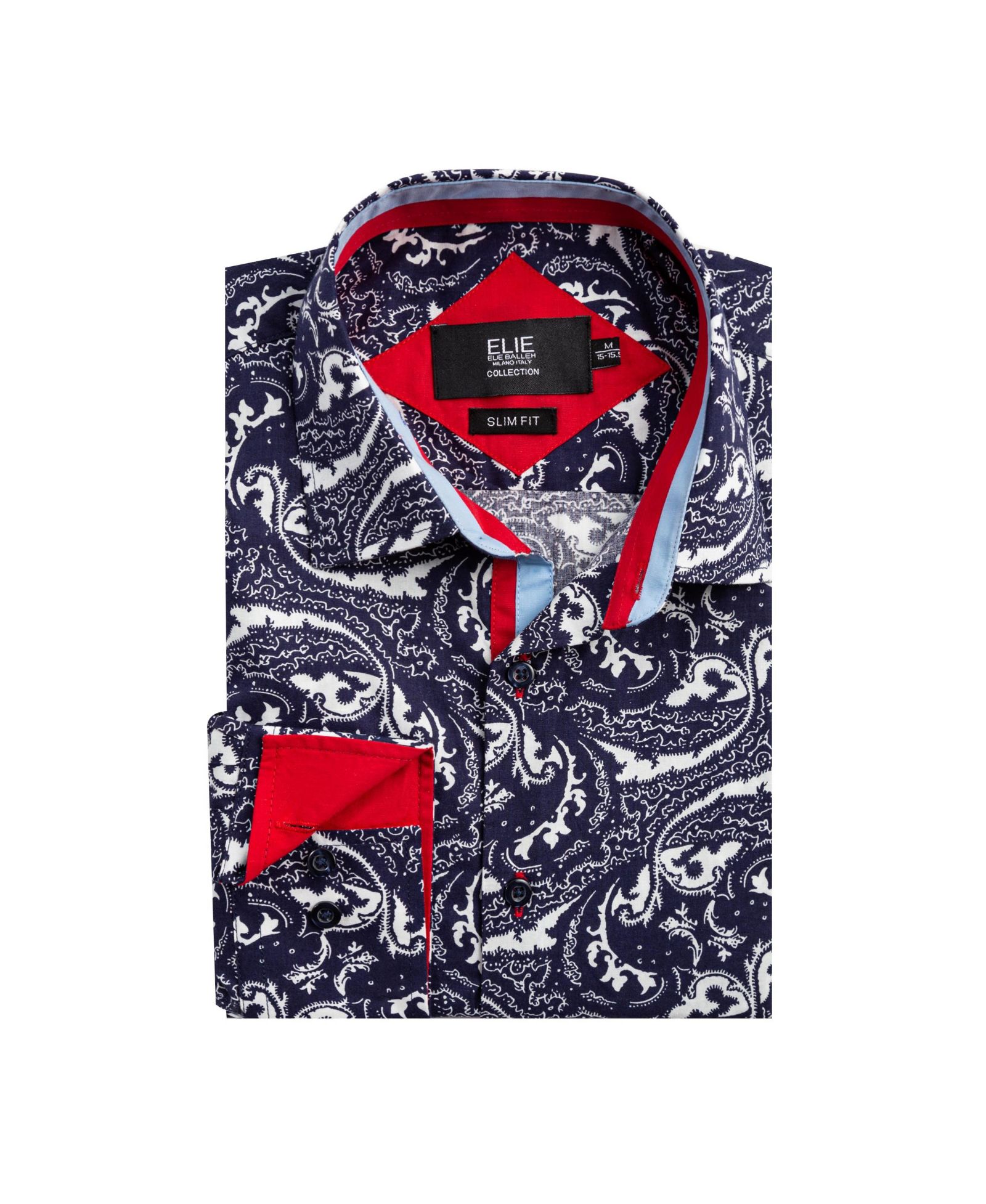 Мужская рубашка Elie Balleh Big Boys Navy Paisley Pattern Slim Fit