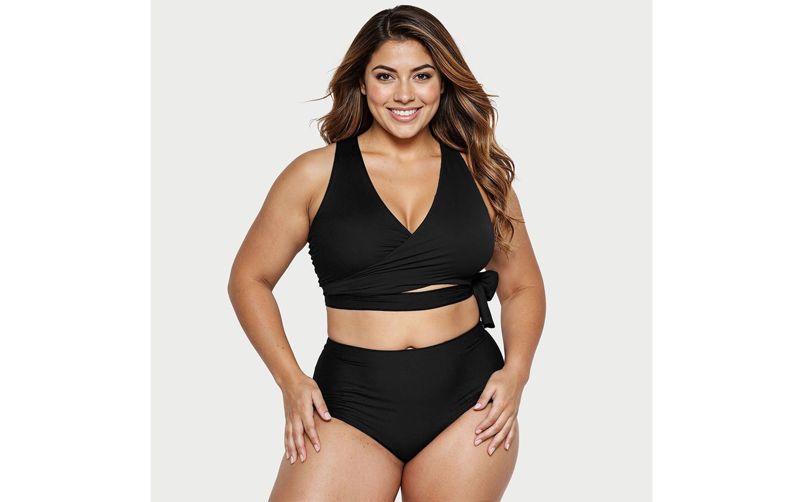 Пляжный комплект Calypsa Plus Size Emery 2-Piece Wrap Style с реверсивным топом и высокой талией