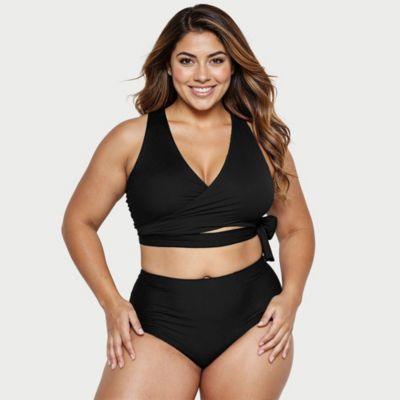 Пляжный комплект Calypsa Plus Size Emery 2-Piece Wrap Style с реверсивным топом и высокой талией