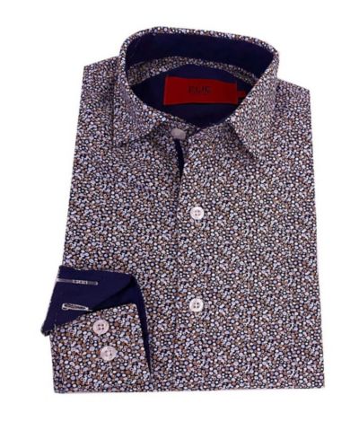 Мужская рубашка Elie Balleh Navy Printed Short Sleeve Slim Fit