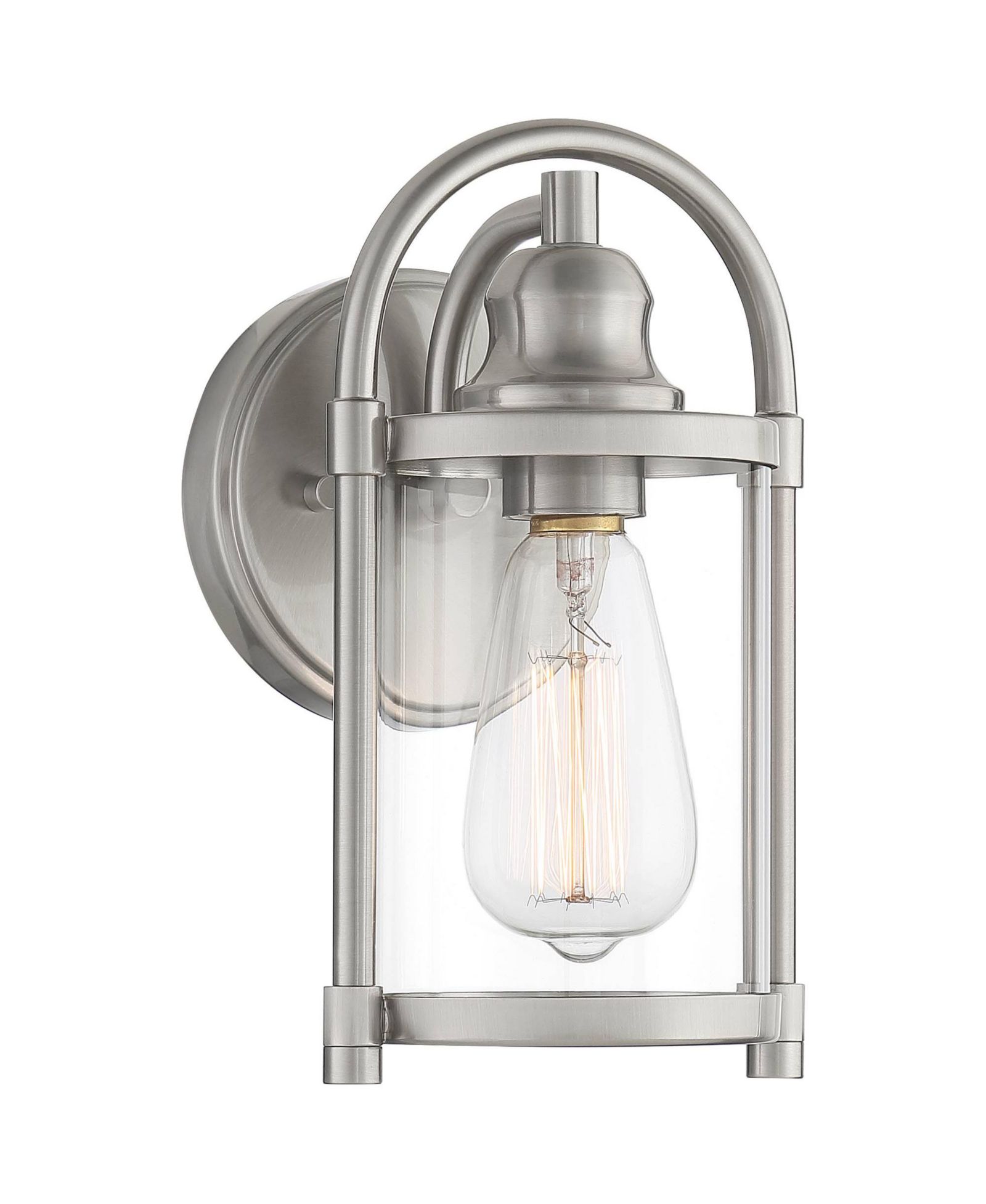 John Timberland Avani Rustic Farmhouse Outdoor Wall Light Fixture Brushed Nickel 10 1/4 Clear Glass for Exterior Barn Deck House Porch Yard Patio
