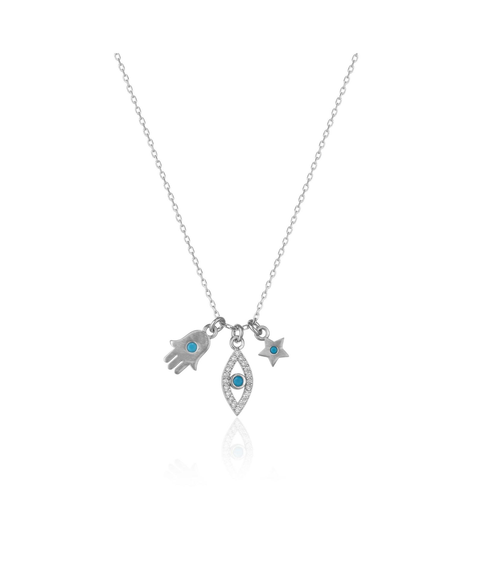 Серебряное ожерелье Spero London Hamsa Evil Eye Star