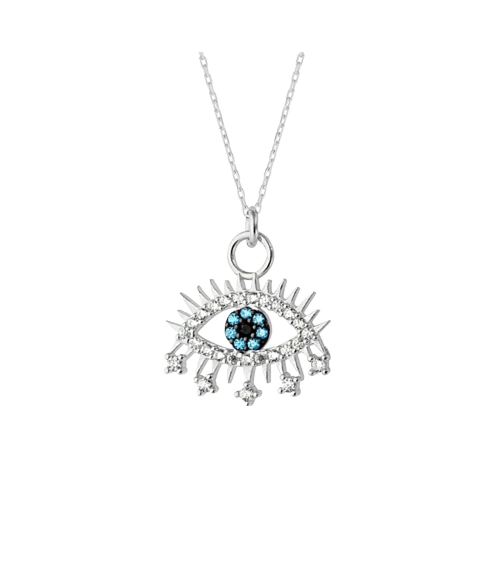 Spero London Evil Eye Eye Eyelash Sterling Pendant Necklace