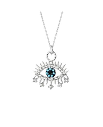 Spero London Evil Eye Eye Eyelash Sterling Pendant Necklace