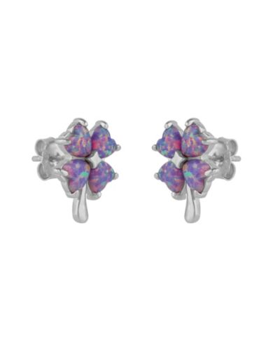 Spero London Opal Four Leaves Clover Sterling Stud Earrings