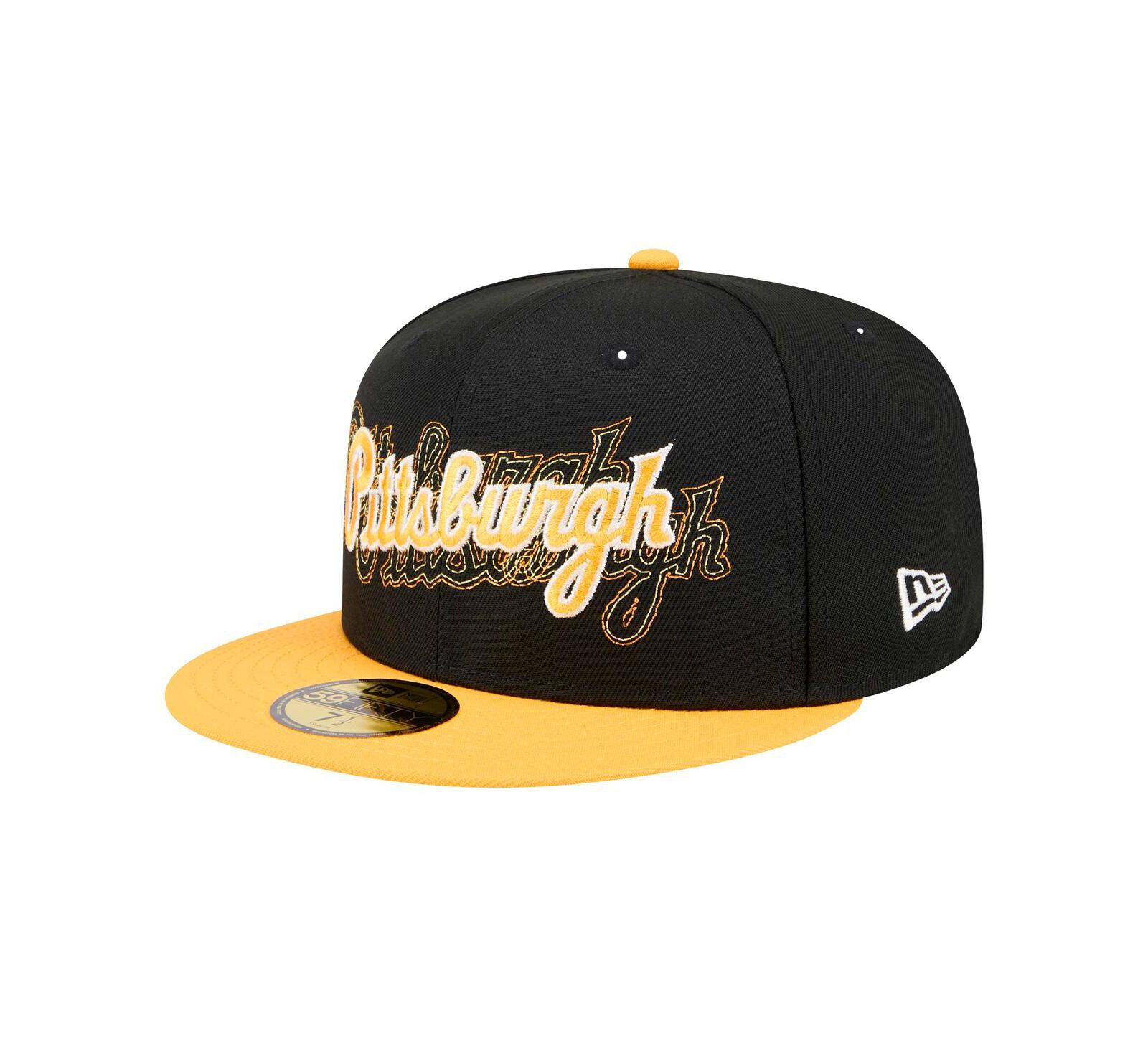 New Era Men's Black Pittsburgh Pirates Shadow Stitch 59FIFTY Fitted Hat