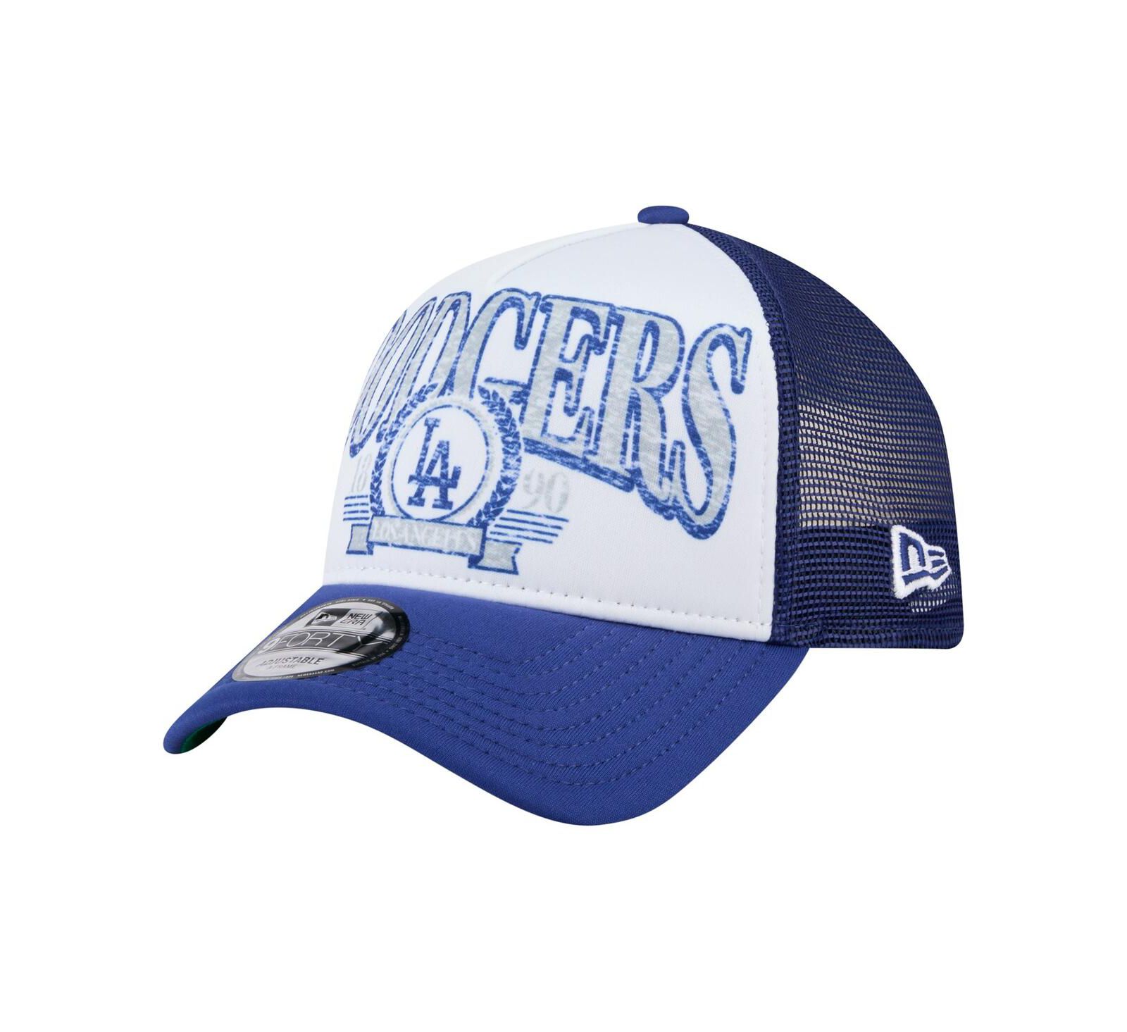 New Era Мужская кепка Los Angeles Dodgers Trucker A-Frame 9FORTY регулируемая, белая/королевская синяя