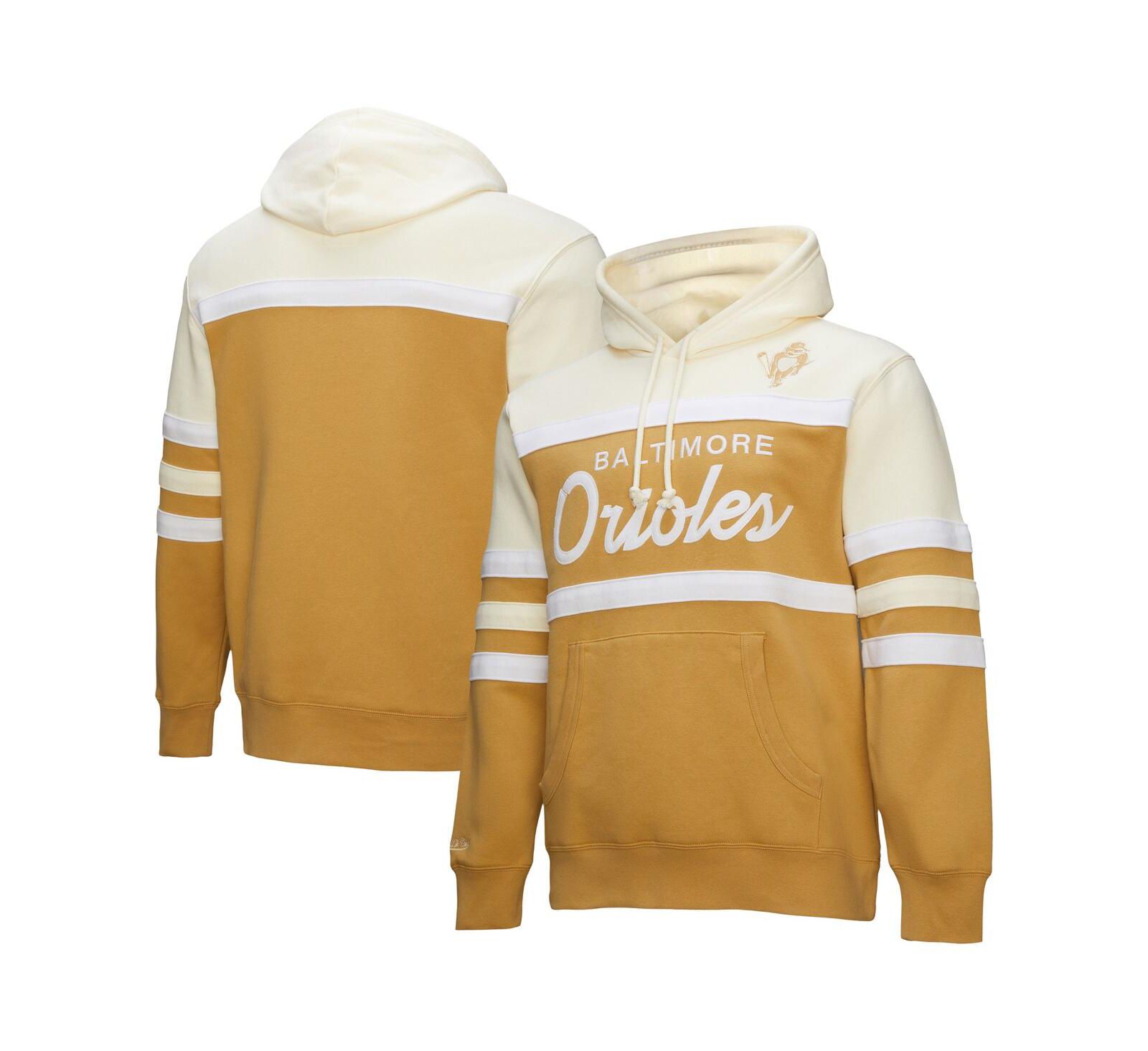 Мужское худи Mitchell & Ness Tan/Cream Baltimore Orioles Head Coach Pullover