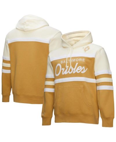 Мужское худи Mitchell & Ness Tan/Cream Baltimore Orioles Head Coach Pullover