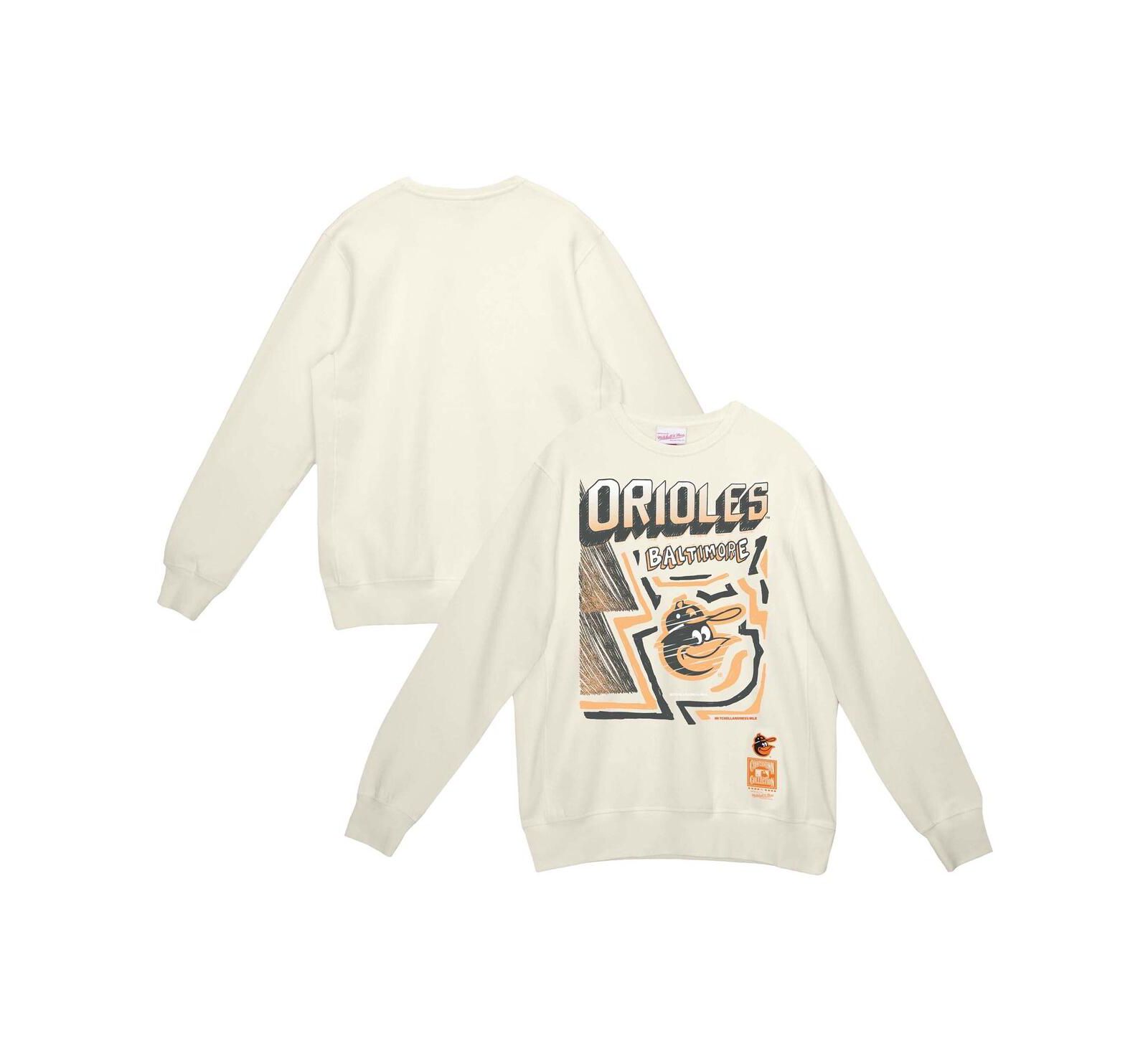Мужское худи Mitchell & Ness Cream Baltimore Orioles Sidewalk Sketch Pullover