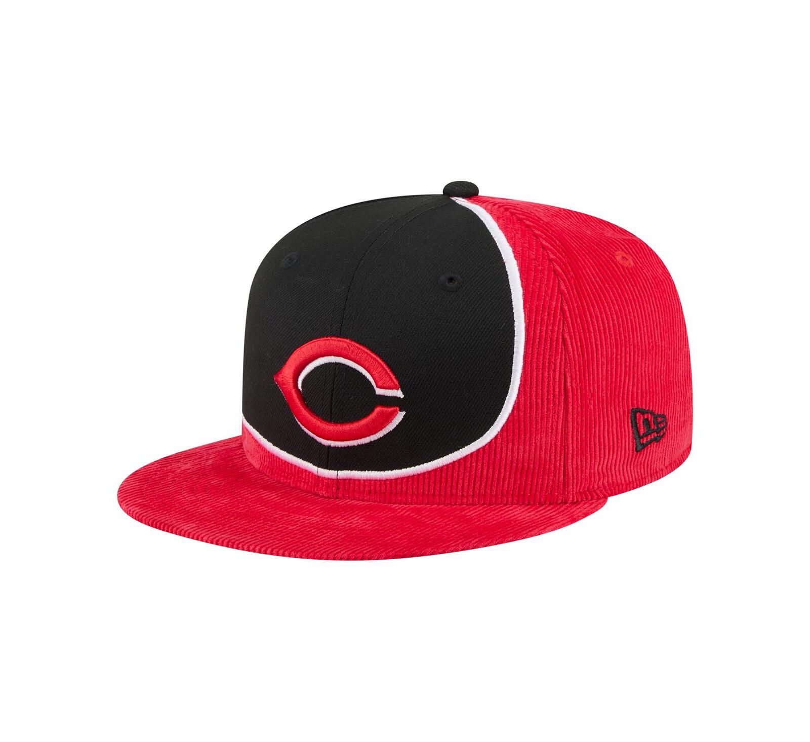 Мужская кепка New Era Red/Black Cincinnati Reds Retro Split Corduroy Snapback