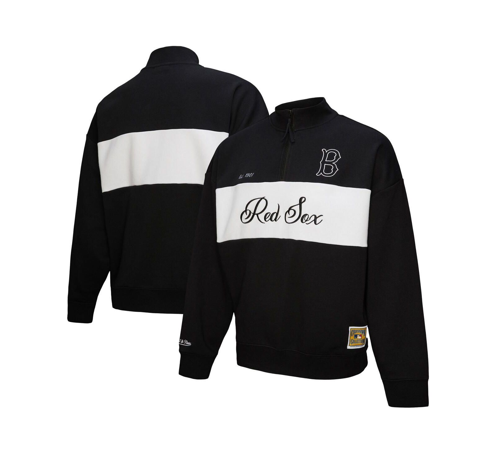 Женская кофта Mitchell & Ness Black Boston Red Sox Quarter-Zip Pullover Top