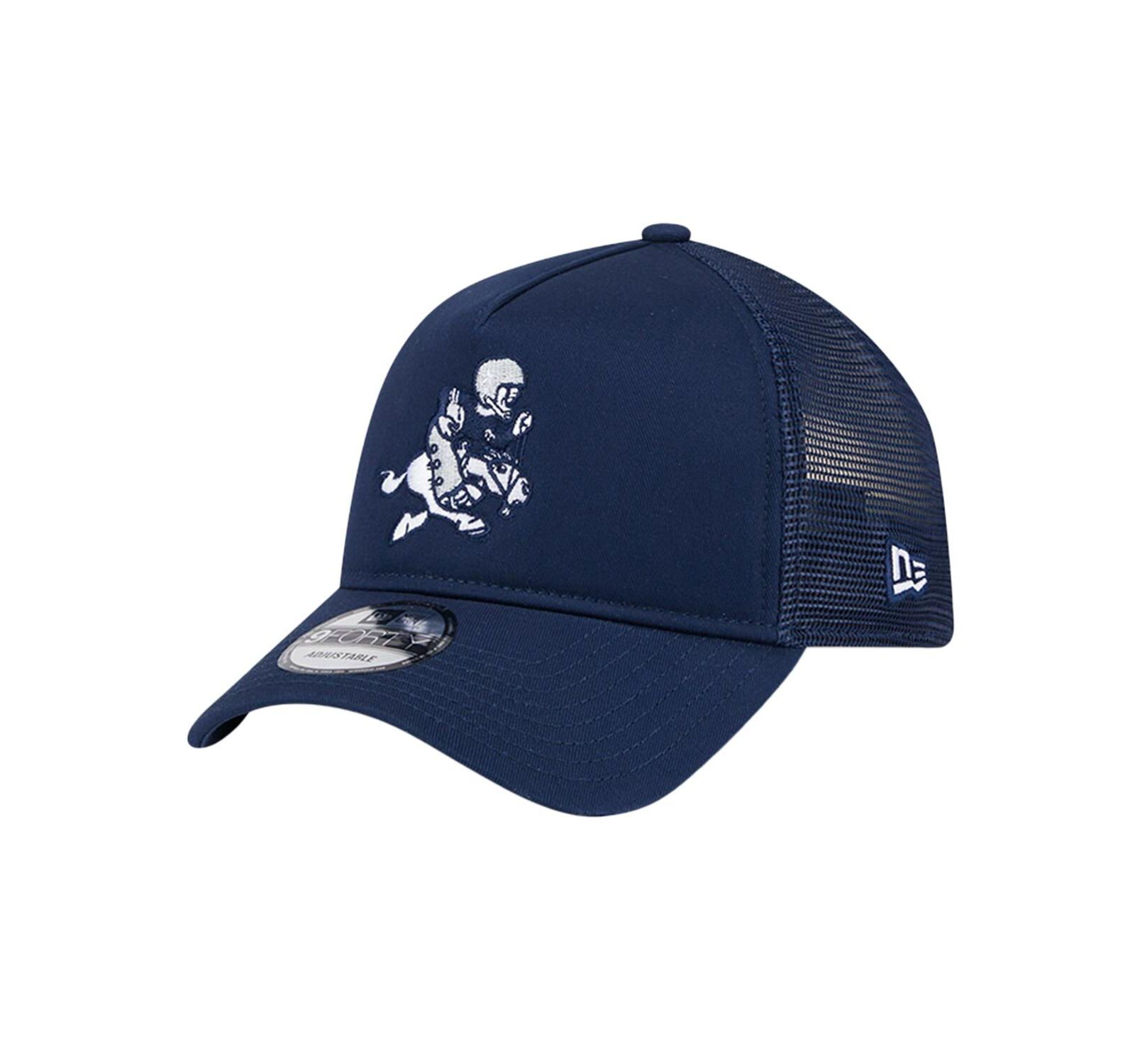 New Era Men's Navy Dallas Cowboys Retro Main A-Frame Trucker 9FORTY Adjustable Hat