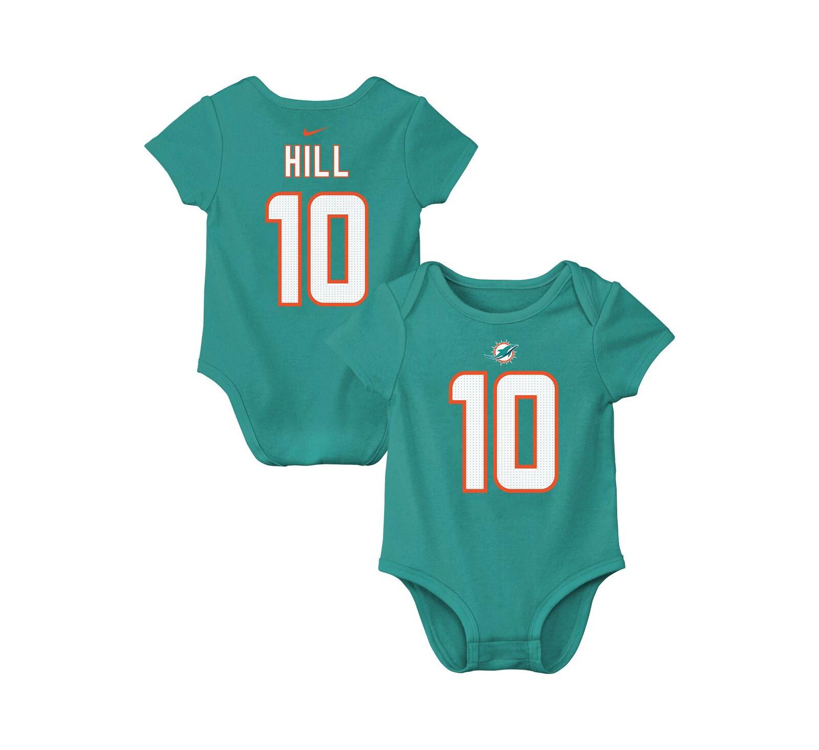 Nike боди для малышей Nike Tyreek Hill Aqua Miami Dolphins с именем и номером игрока