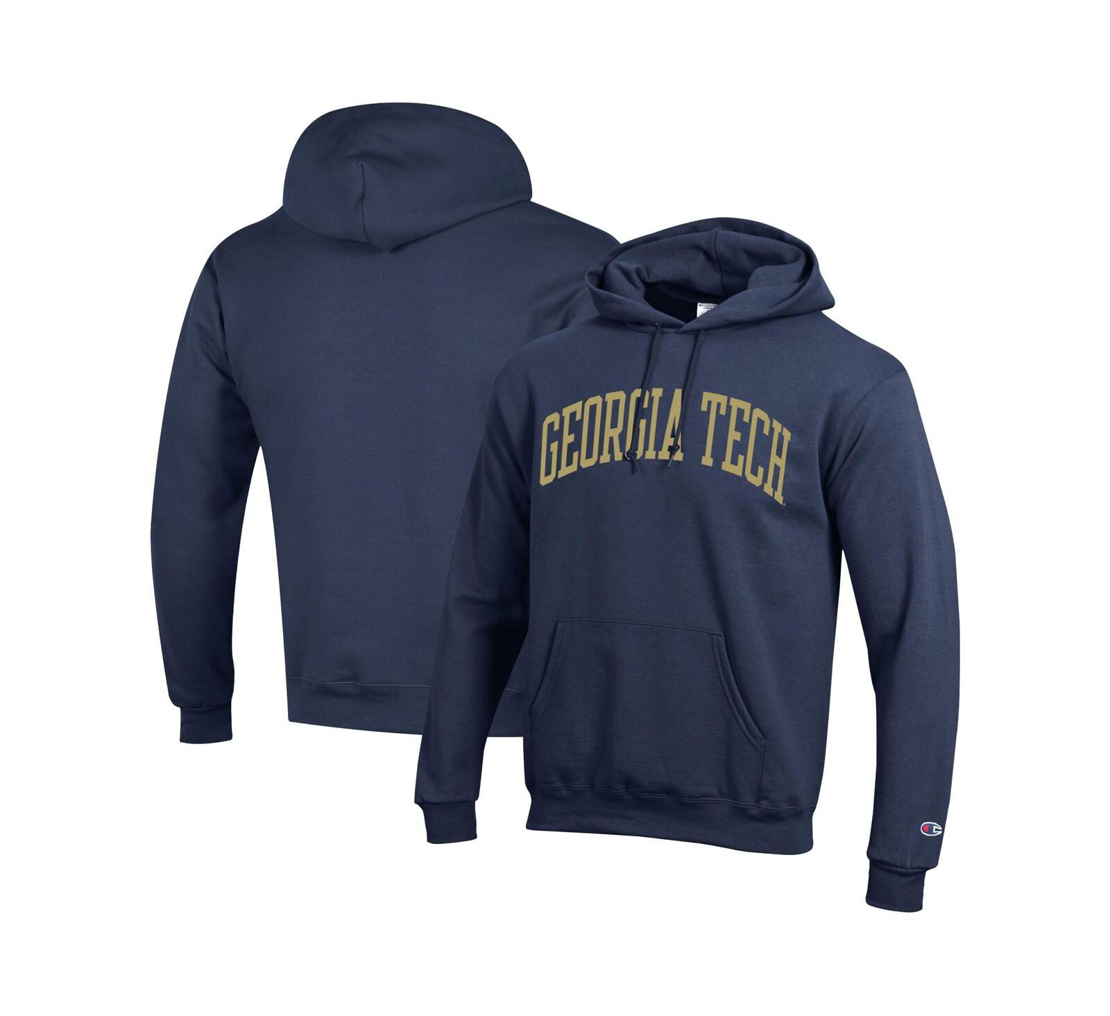 Champion Men's Navy Georgia Tech Yellow Jackets Basic Arch Fleece Pullover Hoodie