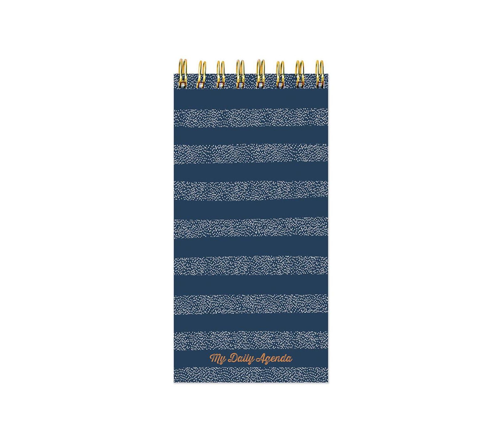 Blue Boho Stripe Undated Daily Agenda Notepad Planner