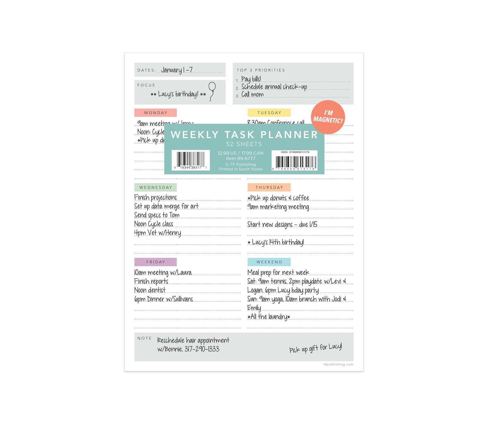 Еженедельный блокнот Simply Weekly Color Coded Task Pad