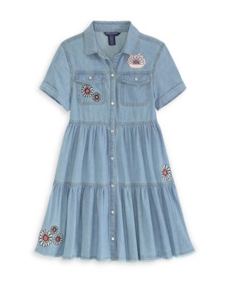 SCOTCH & SODA легкое джинсовое платье с коротким рукавом для девочек
