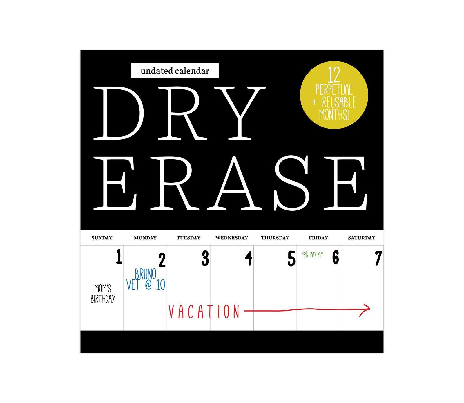 Undated 12" x 12" Dry Erase Vertical Wall Calendar