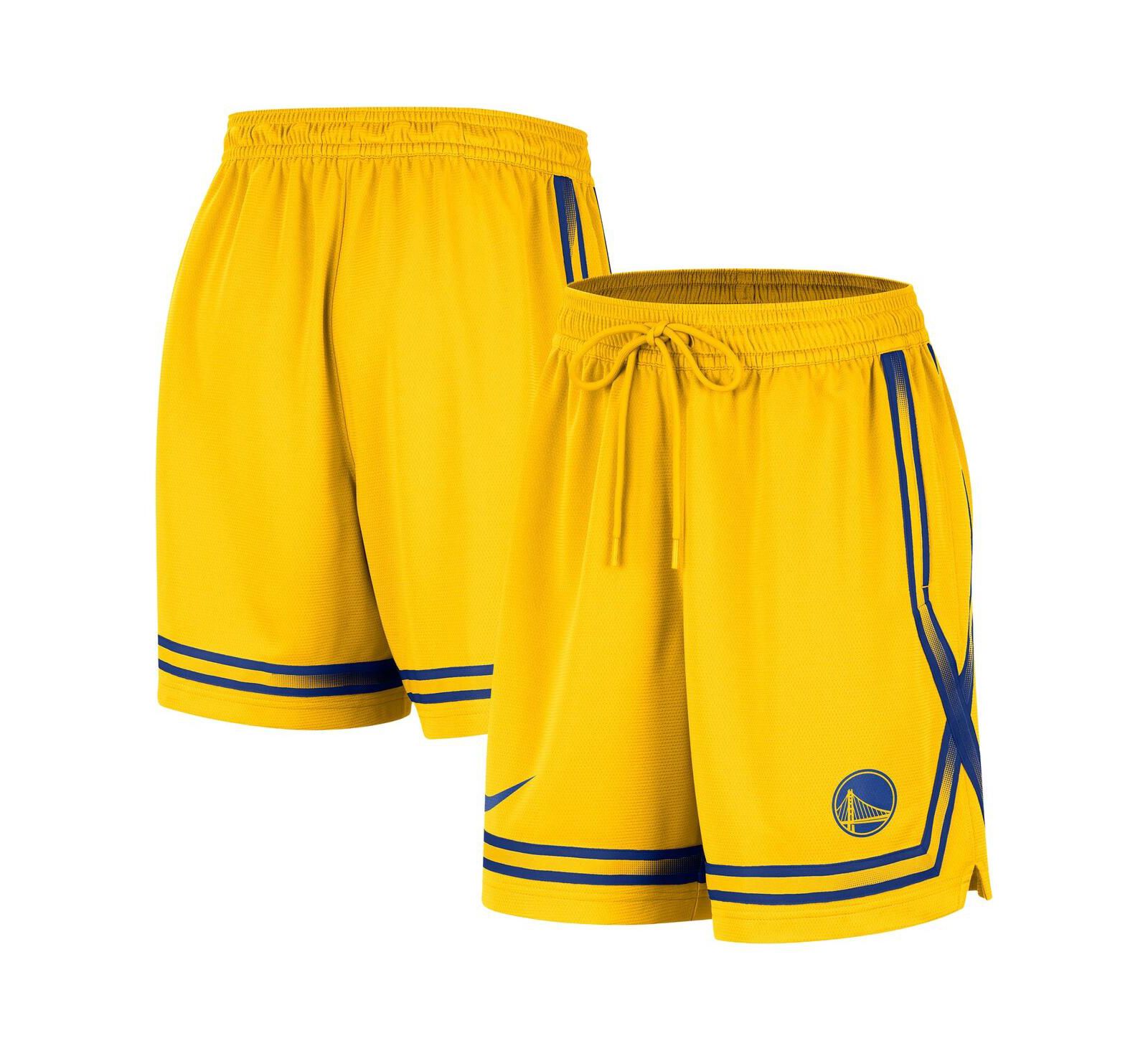 Nike Women's Gold Golden State Warriors Courtside Fly Crossover Performance Shorts