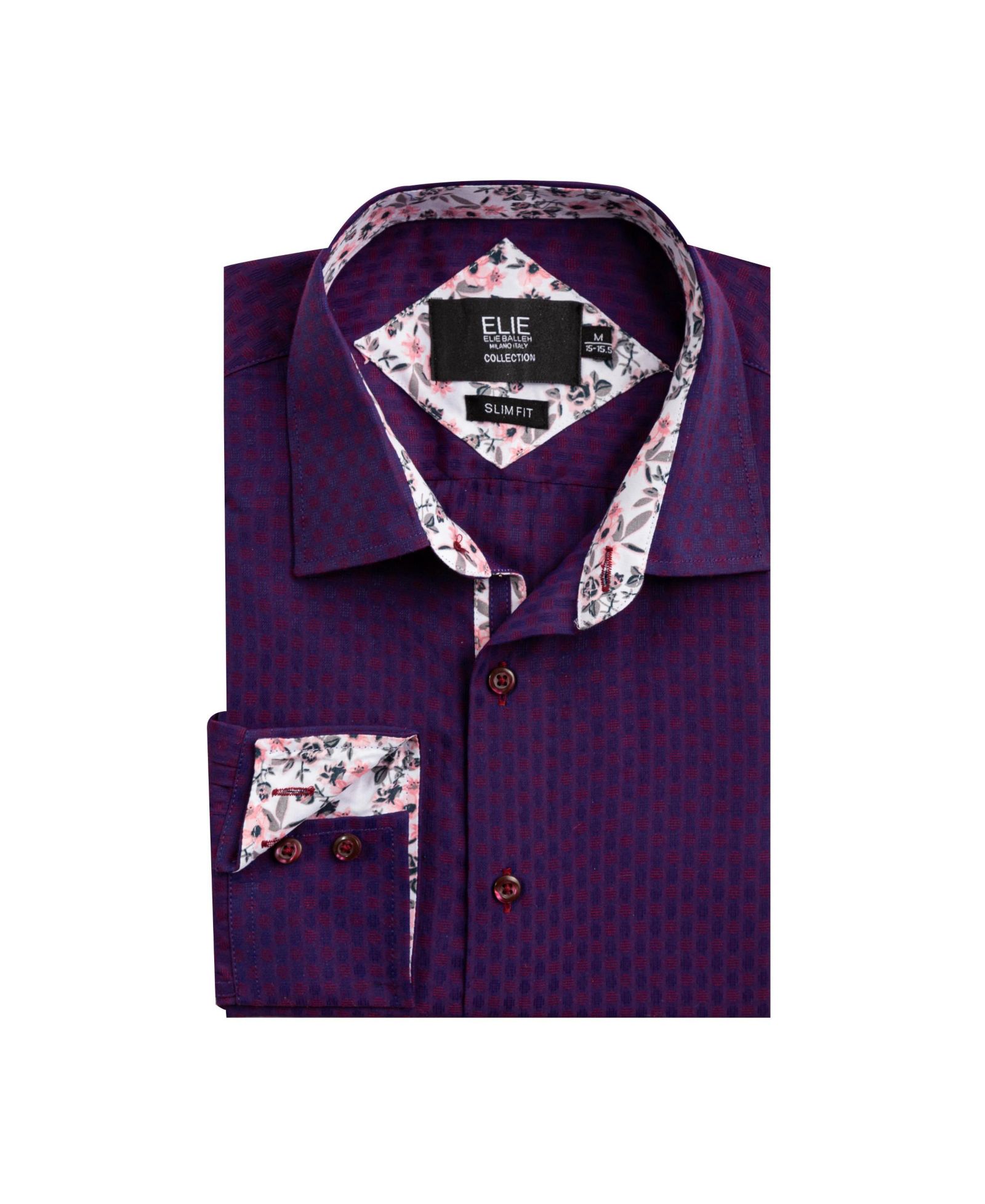 Мужская рубашка Elie Balleh Big Boys Wine Slim Fit Jacquard Dot Shirt