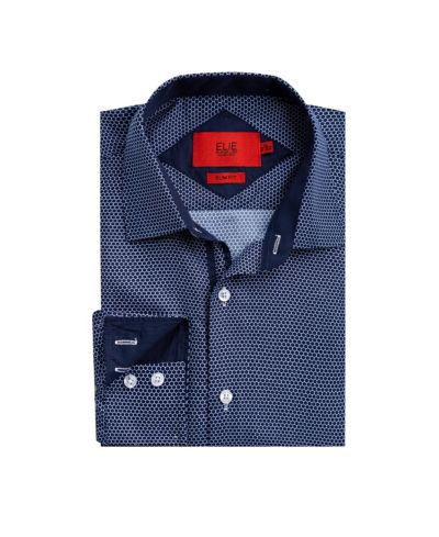Мужская рубашка Elie Balleh Navy Slim Fit Honeycomb Button-Down