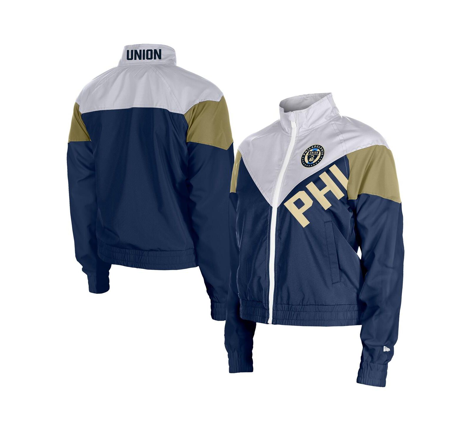 5th & Ocean Women's Navy Philadelphia Union Leisure Cropped Full-Zip Windbreaker Jacket
