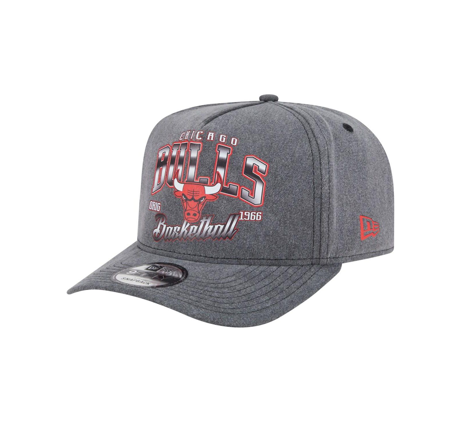 Мужская кепка New Era Charcoal Chicago Bulls Throwback Washed Pre-Curved 9FIFTY Snapback