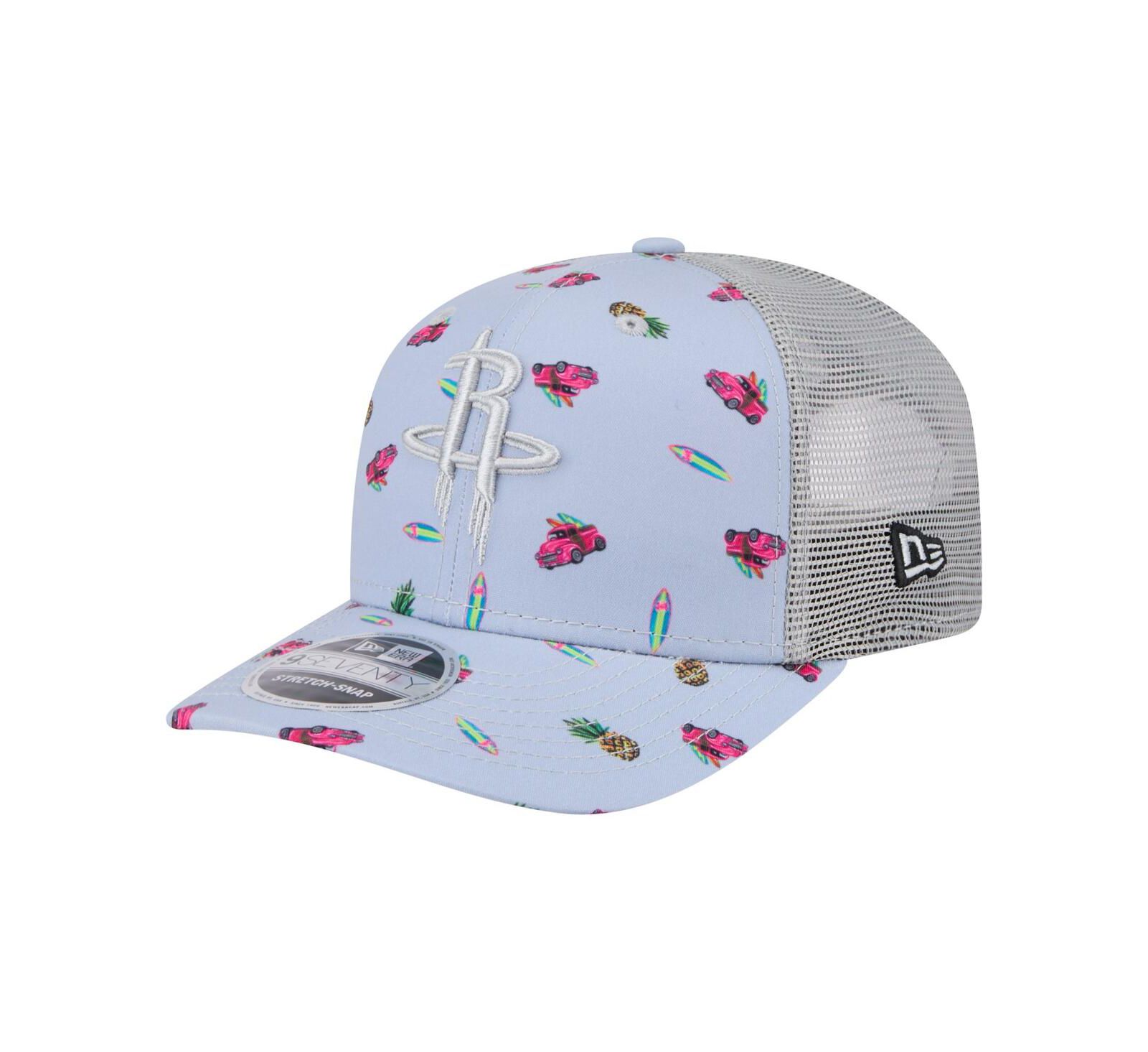 Мужская кепка New Era 9SEVENTY Stretch-Snap с принтом Aloha Houston Rockets (Light Blue/Gray)