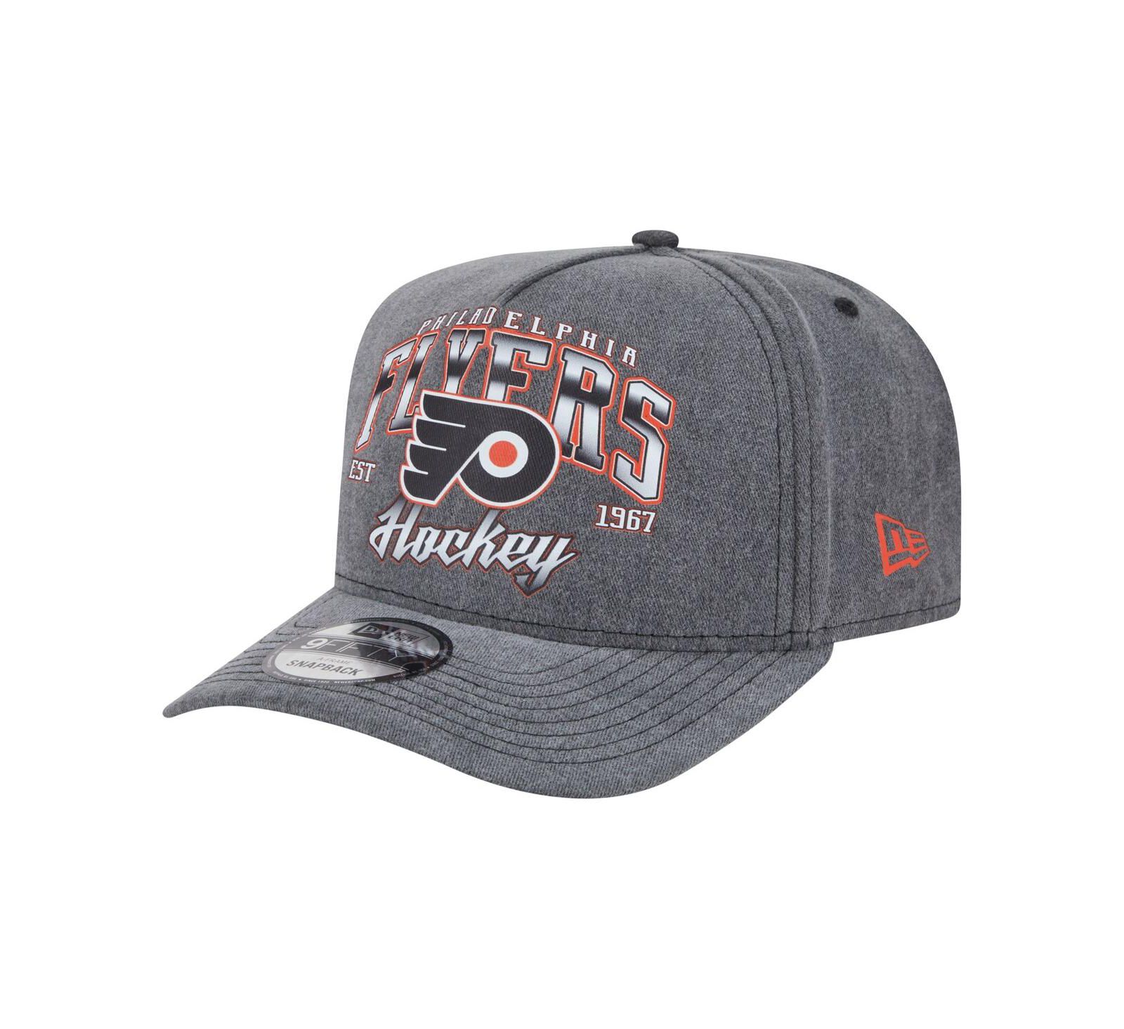 Кепка New Era Men's Charcoal Philadelphia Flyers Throwback Washed A-Frame Pre-Curved 9FIFTY Snapback Hat