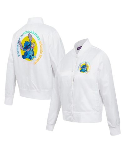 Женская сатиновая куртка Freeze Max Lilo and Stitch Scrump Full-Snap White