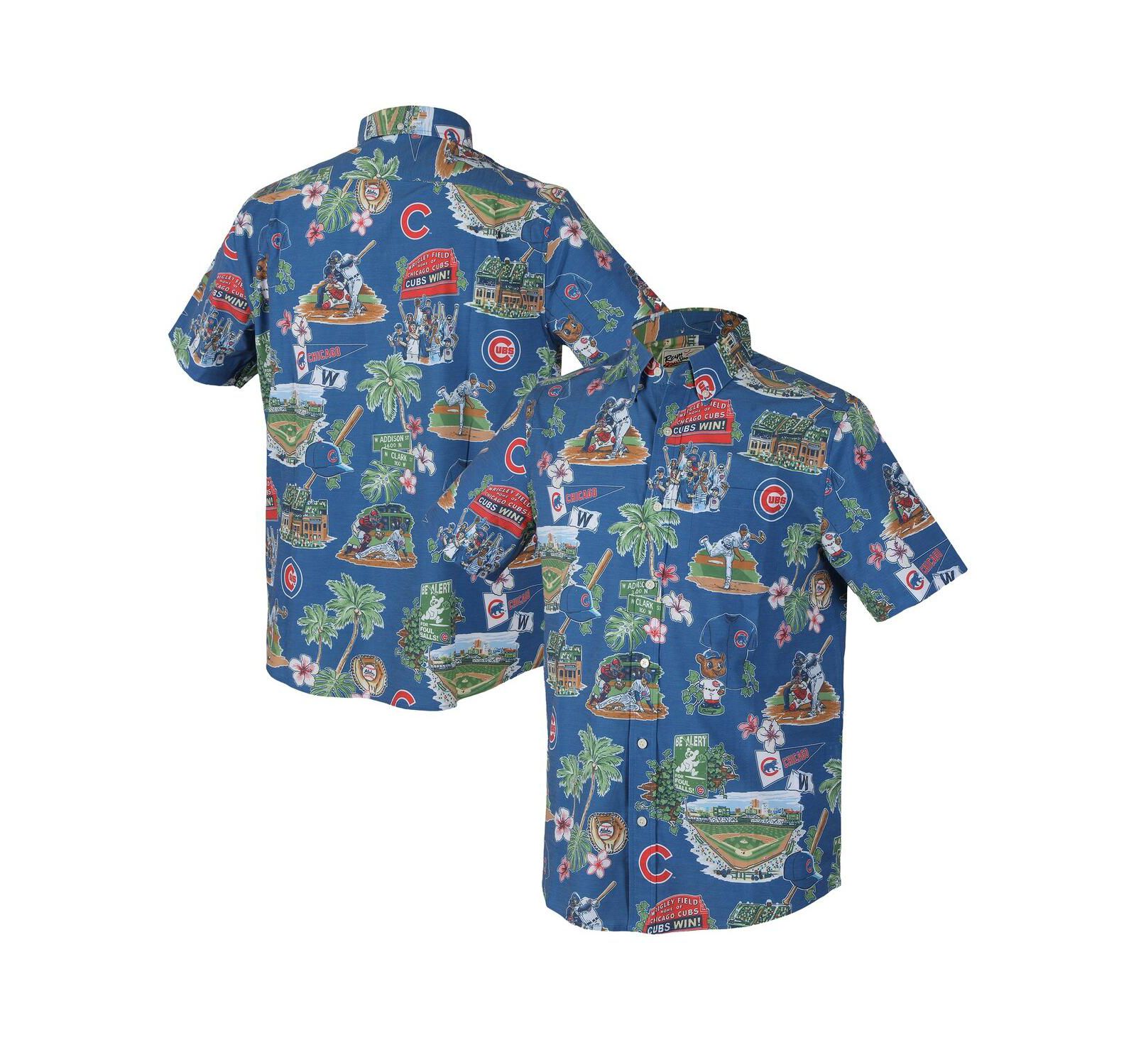 Reyn Spooner Men's Royal Chicago Cubs Scenic Tri-Blend Button-Down Shirt