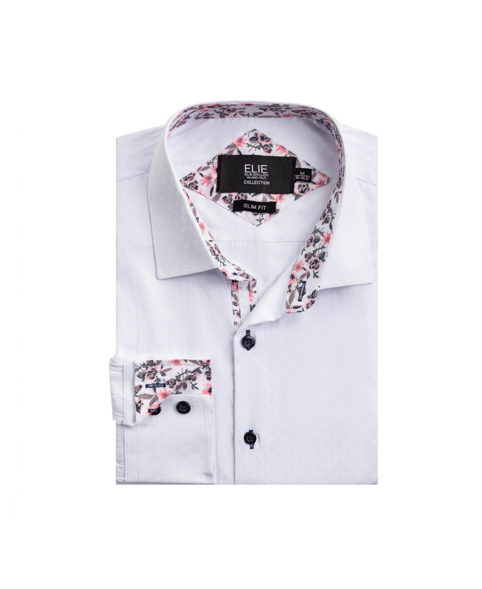 Elie Balleh Big Boys White Slim Fit Jacquard Dot Shirt