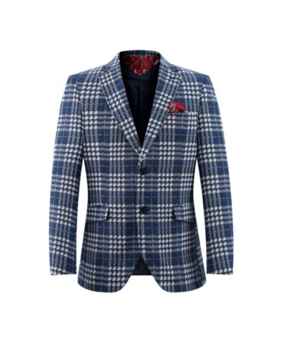 Elie Balleh Boys Slim Fit Buffalo Plaid Blazer