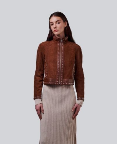 Furniq UK Women's Harper Suede Studded Jacket